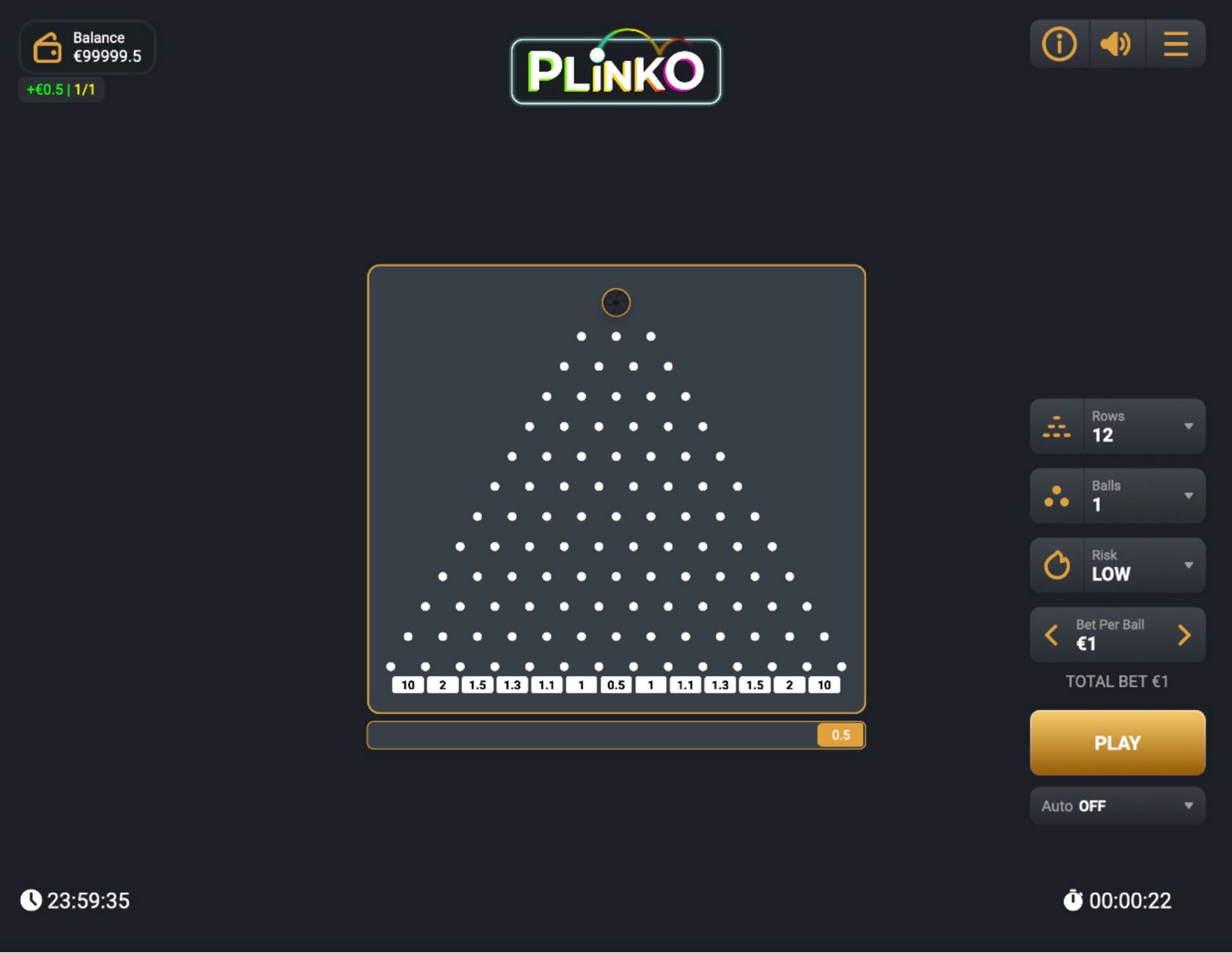 Plinko Gambling Enterprise Video Game Bet Real Money 2500$ Reward!